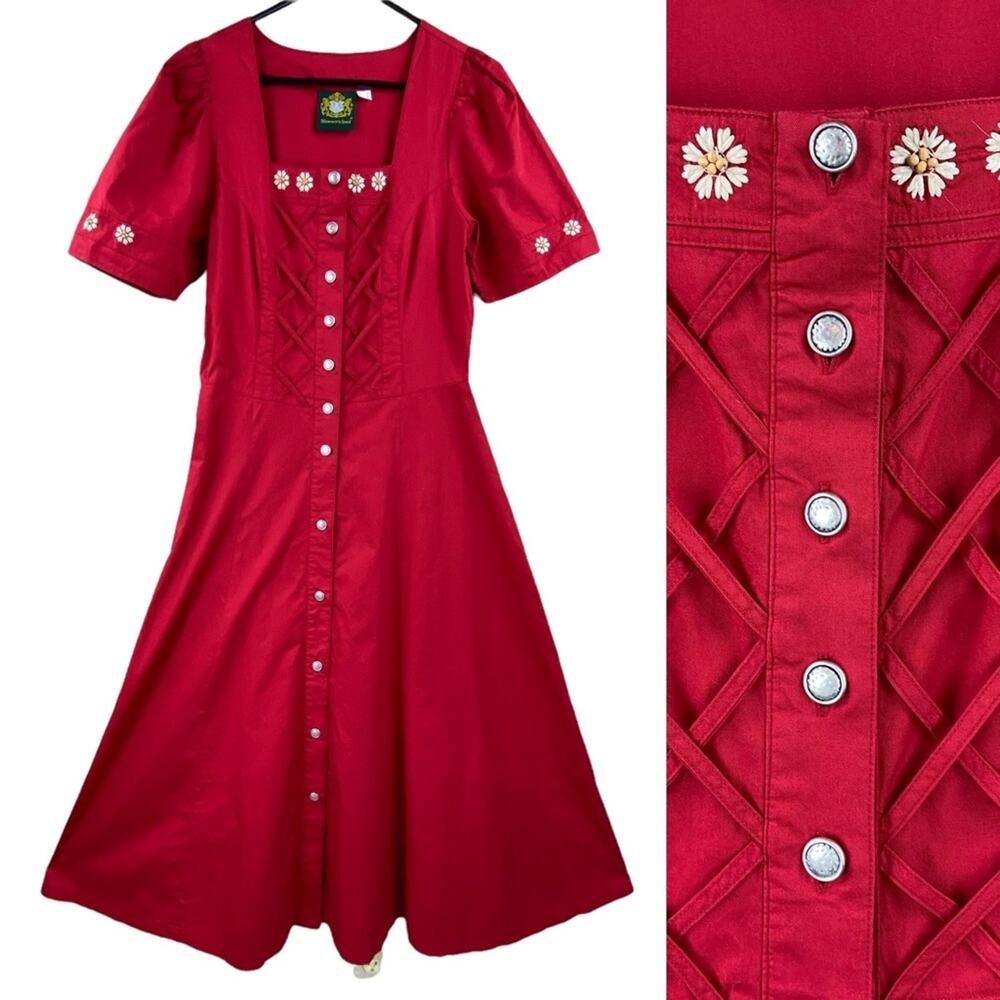 Hammerschmid Womens German Midi Dress Size 8 Dirndl Octoberfest Cottagecore